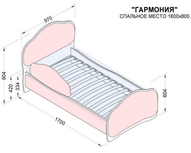 Кровать 160 Гармония 84 Ярко-голубой (мягкий бортик)