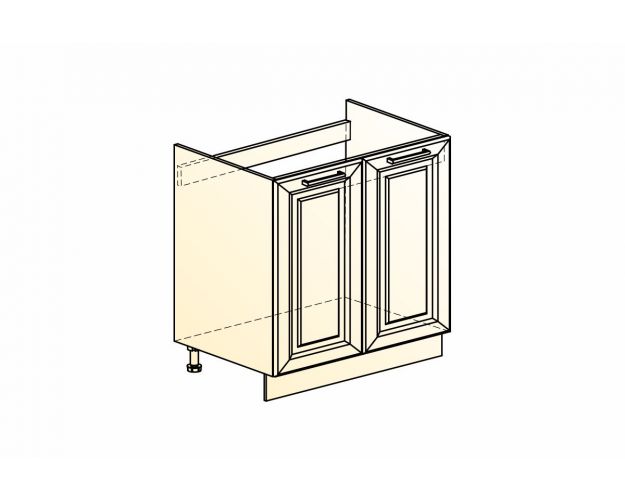 Монако Шкаф рабочий под мойку L800 (2 дв. гл.) (Белый/Охра матовый)