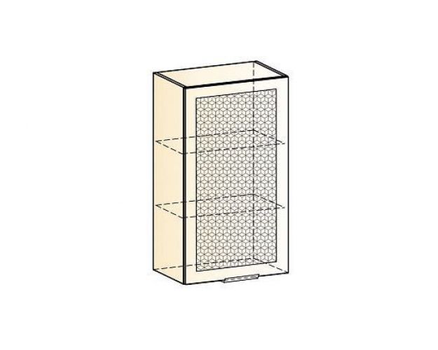 Стоун Шкаф навесной L500 Н900 (1 дв. рам.) (белый/черный муар)