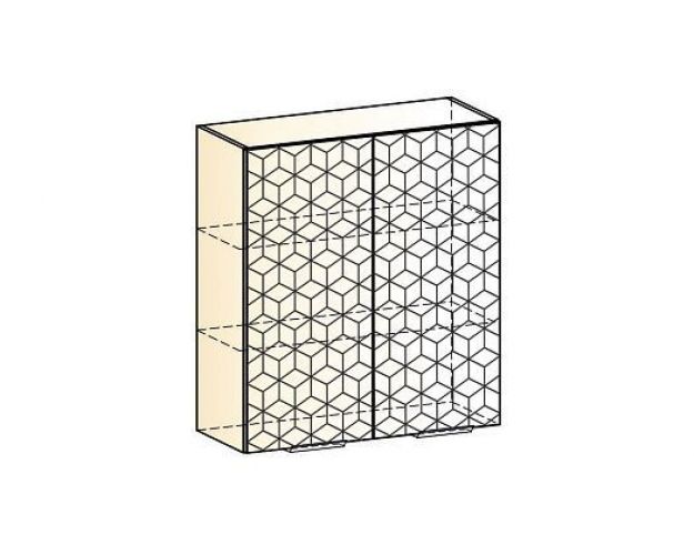 Стоун Шкаф навесной L800 Н900 (2 дв. гл.) с фрезеровкой (белый/грей софттач)