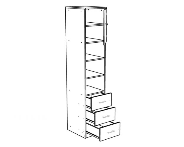 Шкаф-пенал №1 (полуоткрытый) Винтерберг/Белое дерево